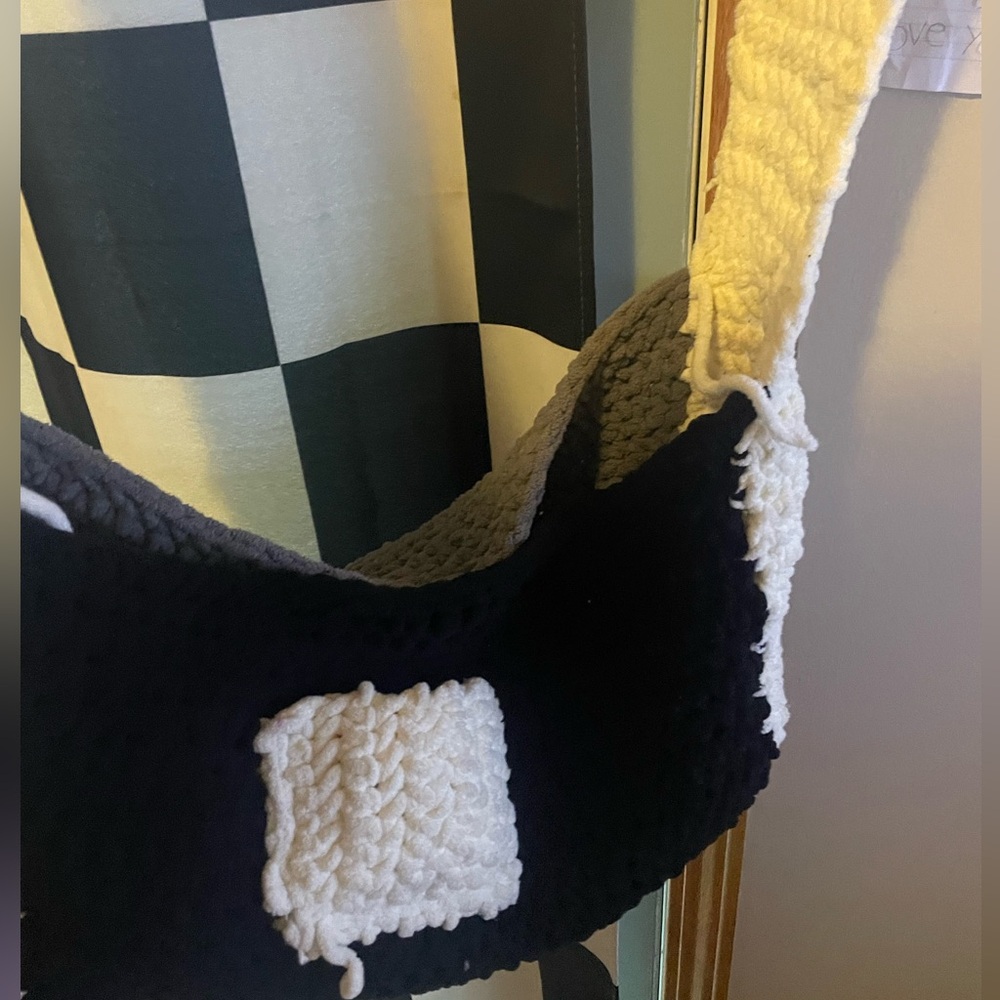Home made Black and White crocheted Shoulder Bag